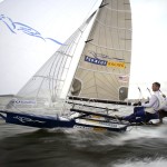 Pegasus Racing, Shark Kahn, Cameron MacDonald, and Geoff Moore sailing an 18 Foot Skiff during the World Championships in Sydney Australia 2005.