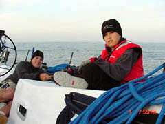 Curtis and Shark at Nightfall Pegasus-Racing-Transpac-2001-02-_Curtis_and_Sharknightfall