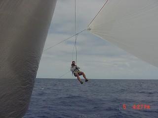Curtis clowning around in 25 knots!
