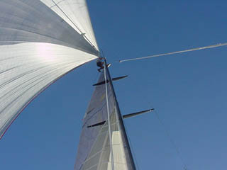 Curtis on top of the mast!