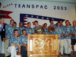 Philippe Kahn and Pegasus Racing accepting awards for winning the Transpac 2003.