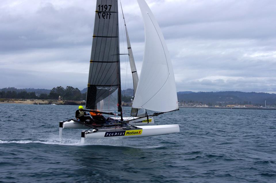 Foil-On, MotionX F20 Carbon Cat flying in Santa Cruz
